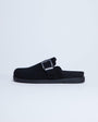 Topshop Amy slip on mule with buckle in black hair on real leather