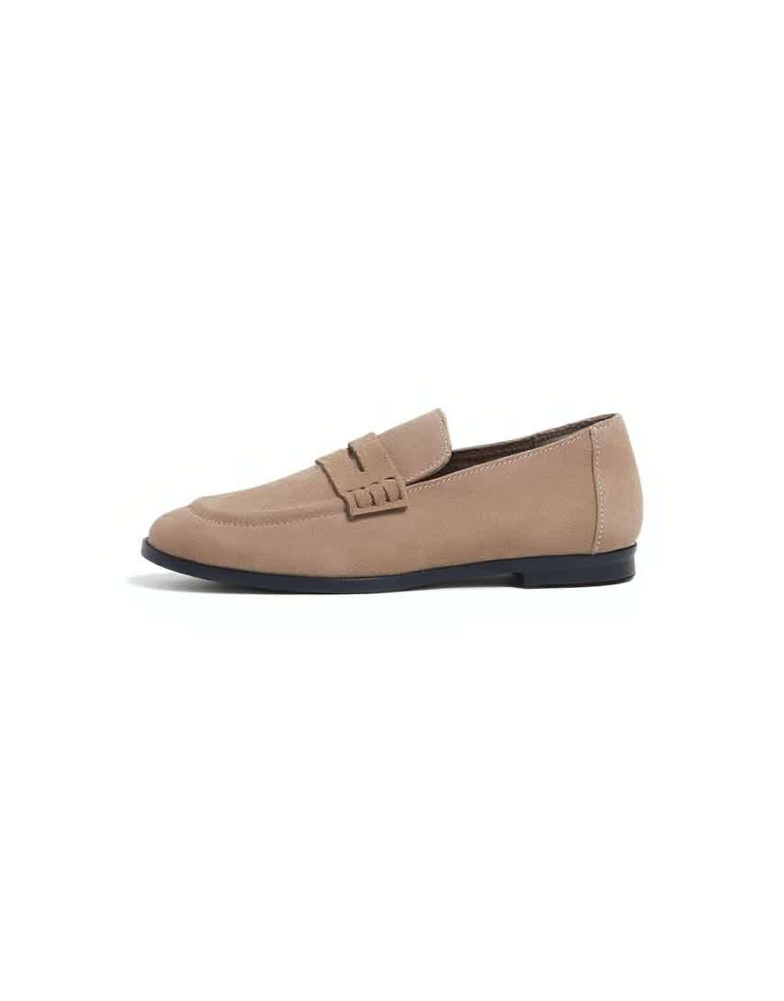 Topshop Charlie real suede flat loafer in camel 