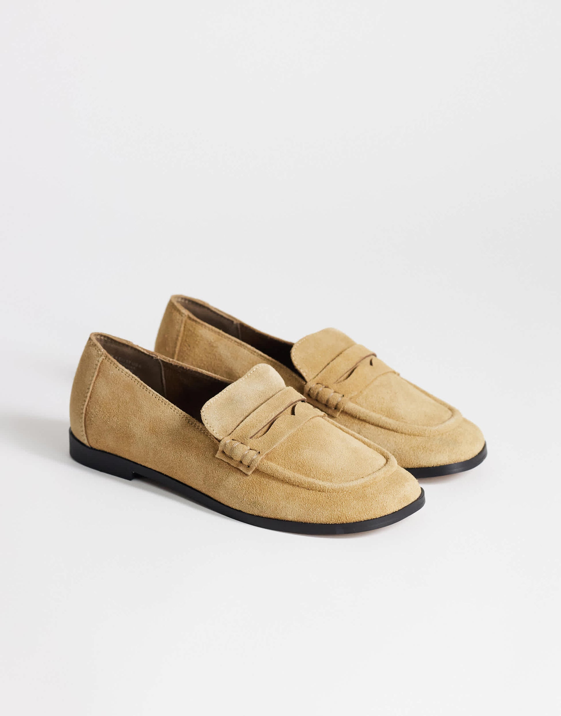 Topshop Charlie real suede flat loafer in camel 
