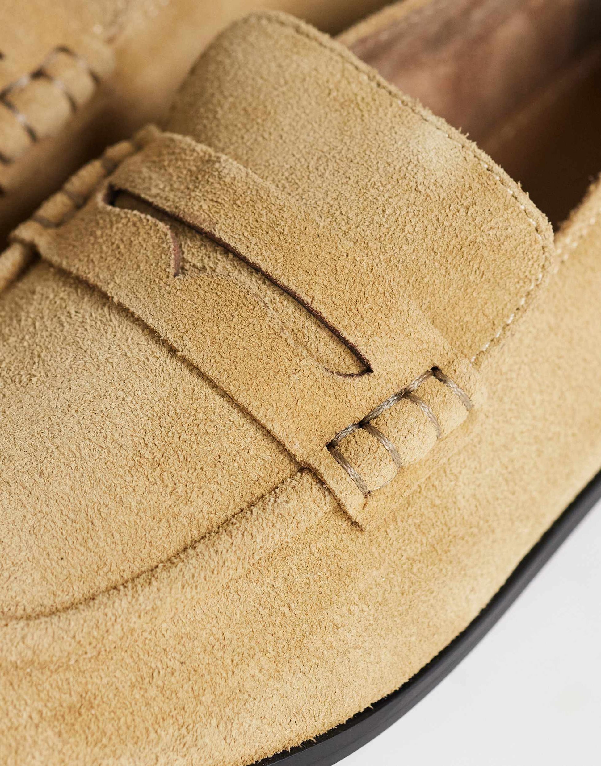 Topshop Charlie real suede flat loafer in camel 