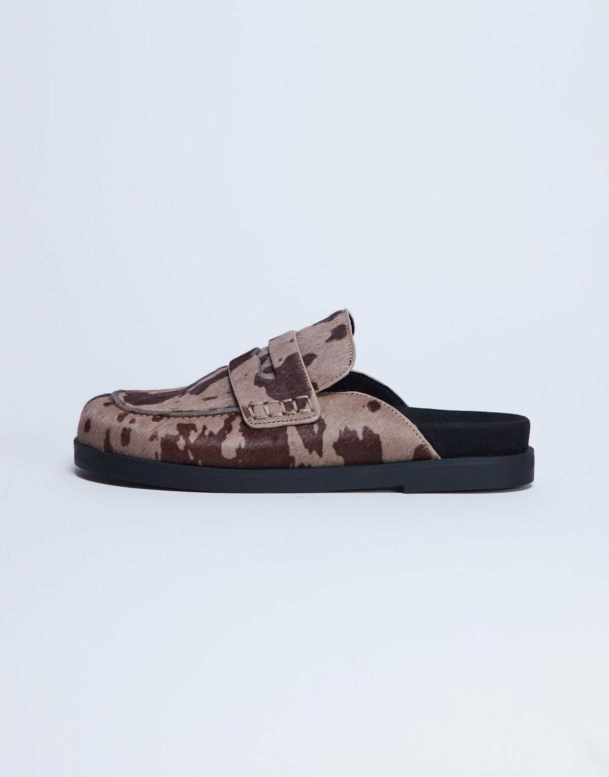 Topshop Addie mule loafer in cow print hair on real leather