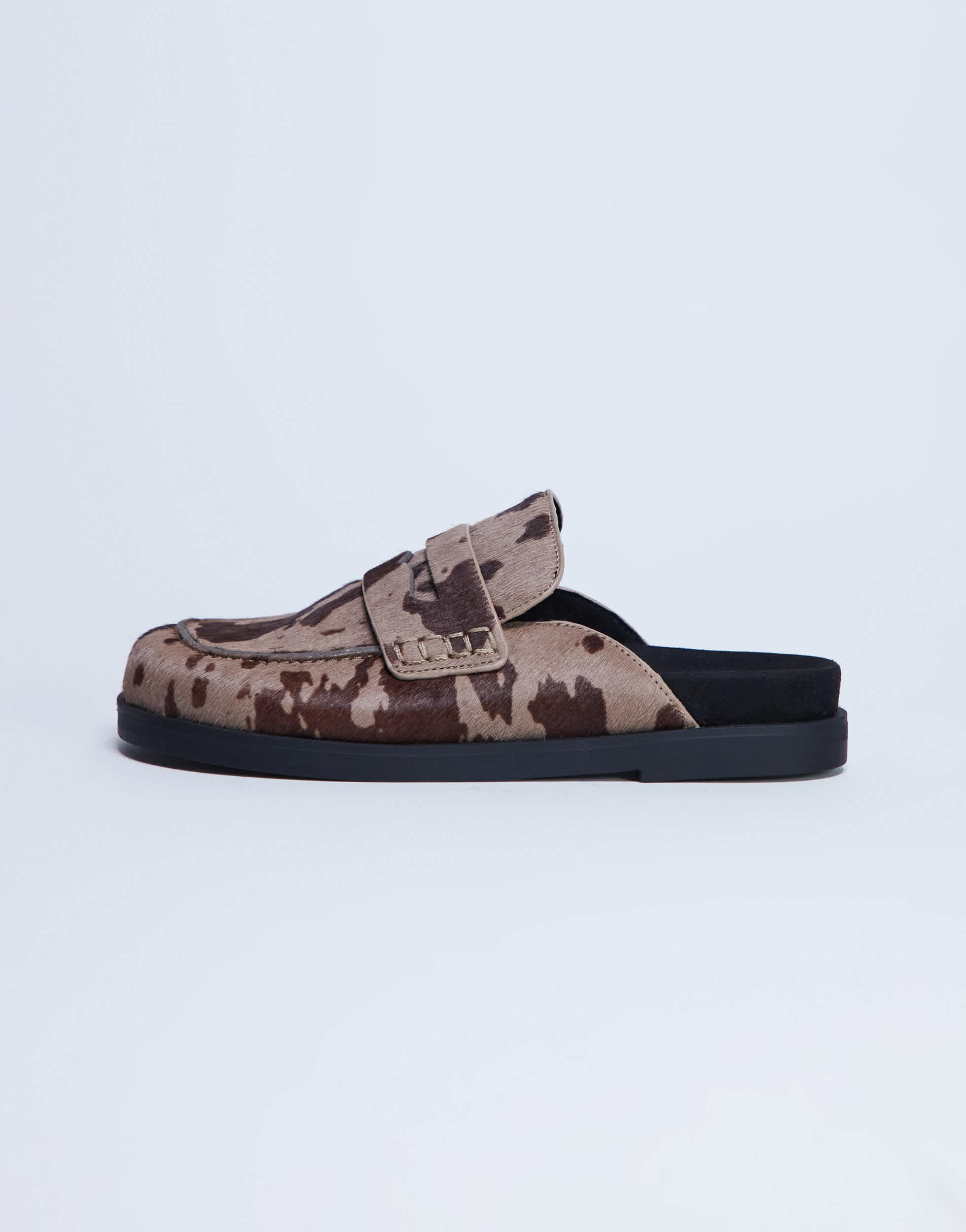 Topshop Addie mule loafer in cow print hair on real leather
