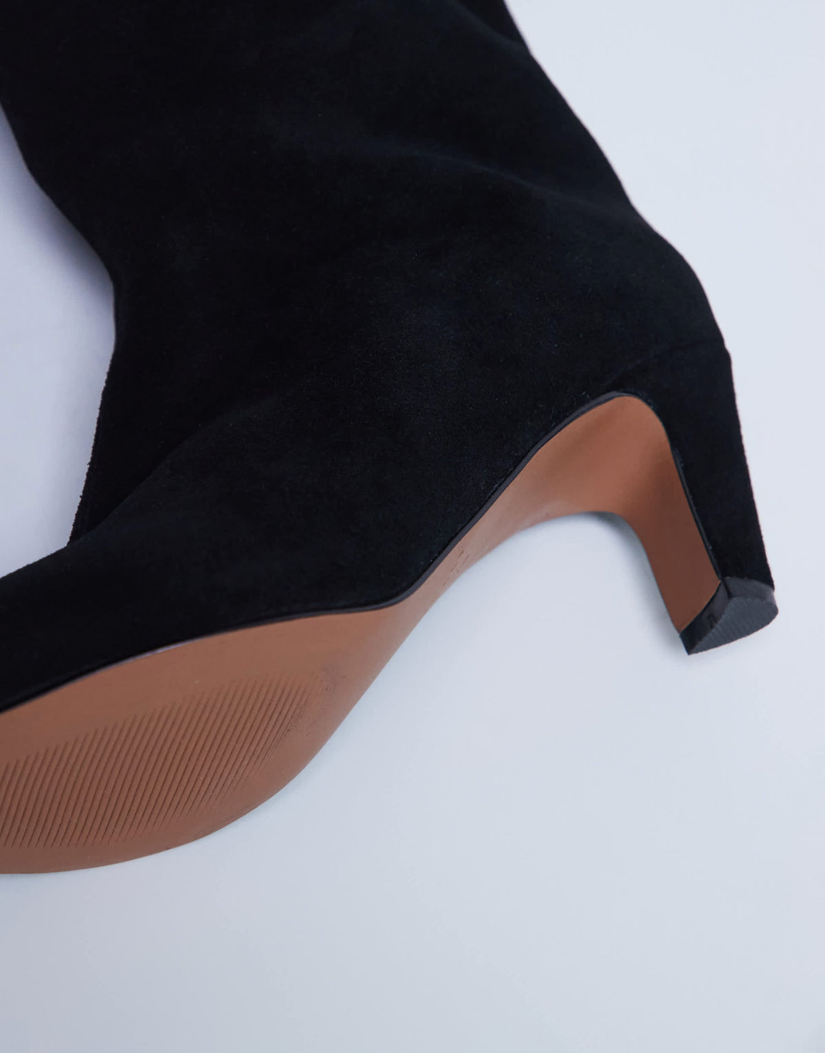 Topshop Nelly real suede pointed toe slouch boot in black