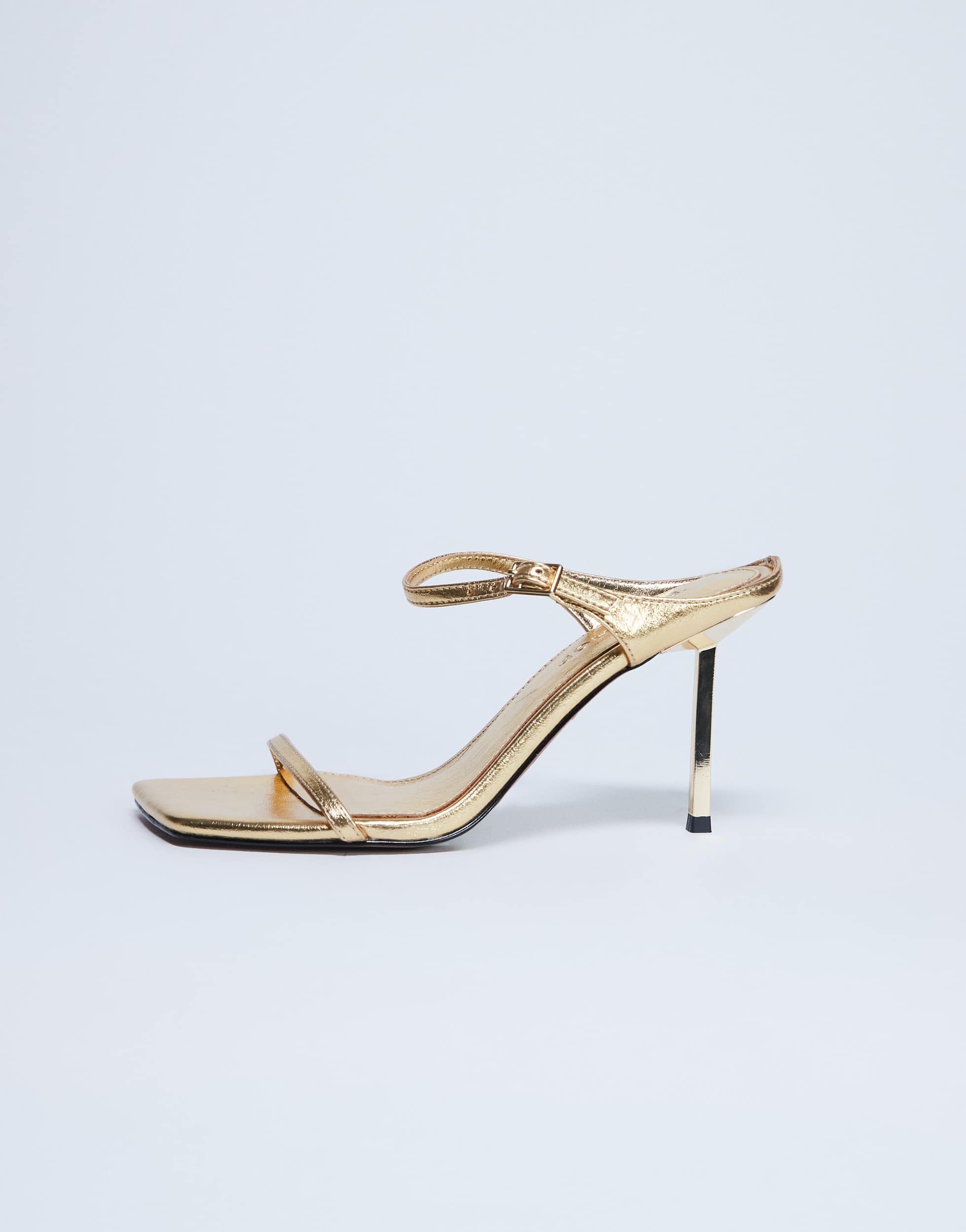 Topshop Sally 2 part metal heeled sandal in gold