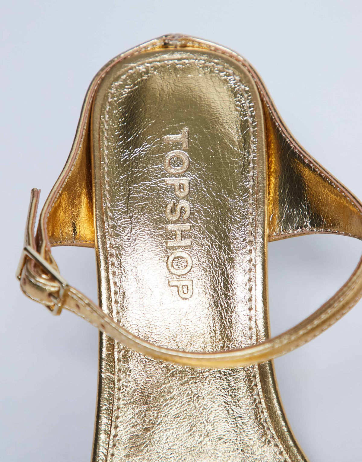 Topshop Sally 2 part metal high heeled sandal in gold