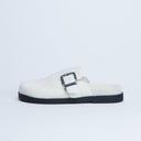 Topshop Amy slip on mule with buckle in neutral hair on real leather