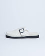 Topshop Amy slip on mule with buckle in neutral hair on real leather