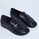 Topshop Charlie Flat Loafer in schwarzem Eidechsenleder