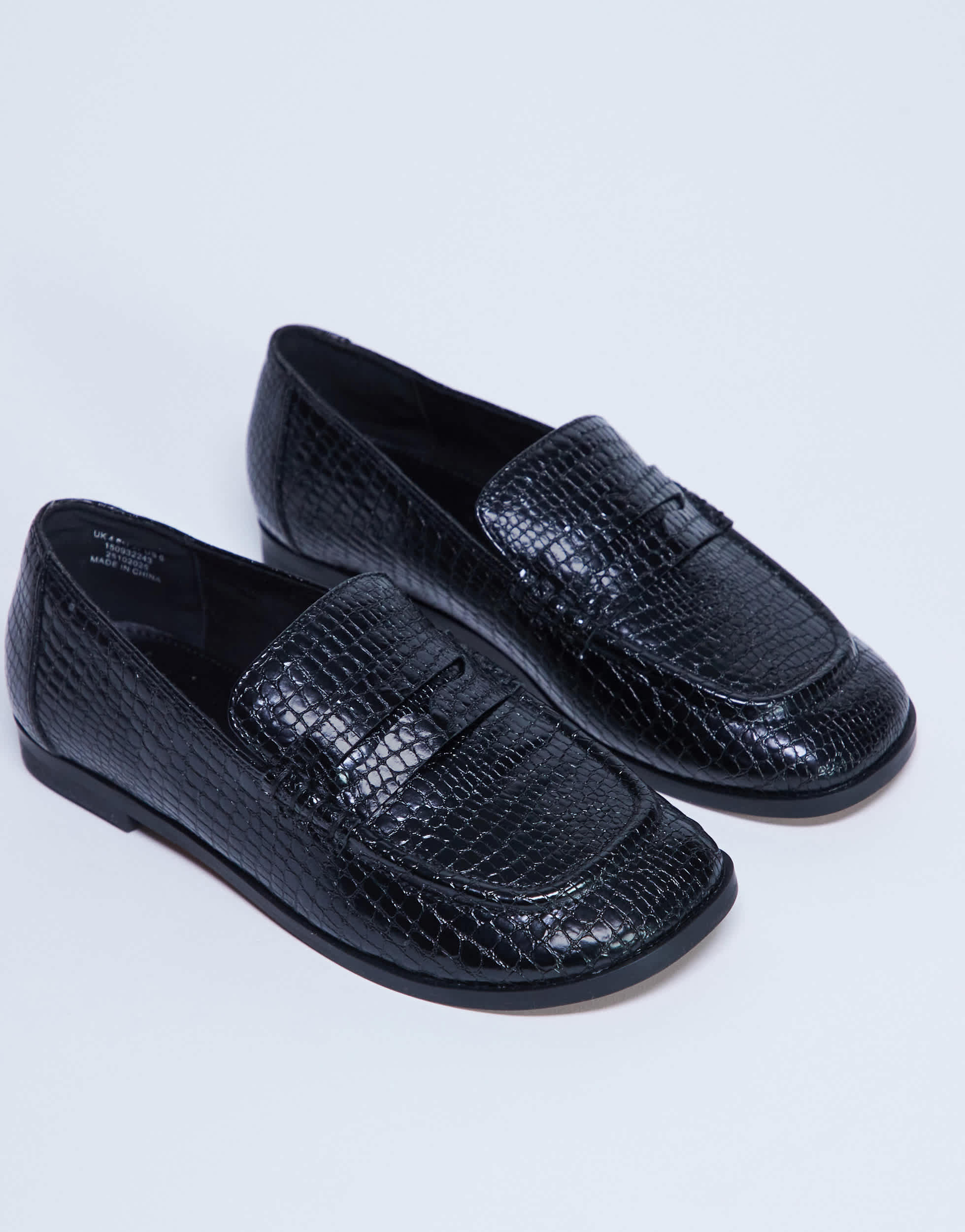 Topshop Charlie flat loafer in black lizard