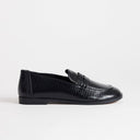 Topshop Charlie flat loafer in black lizard