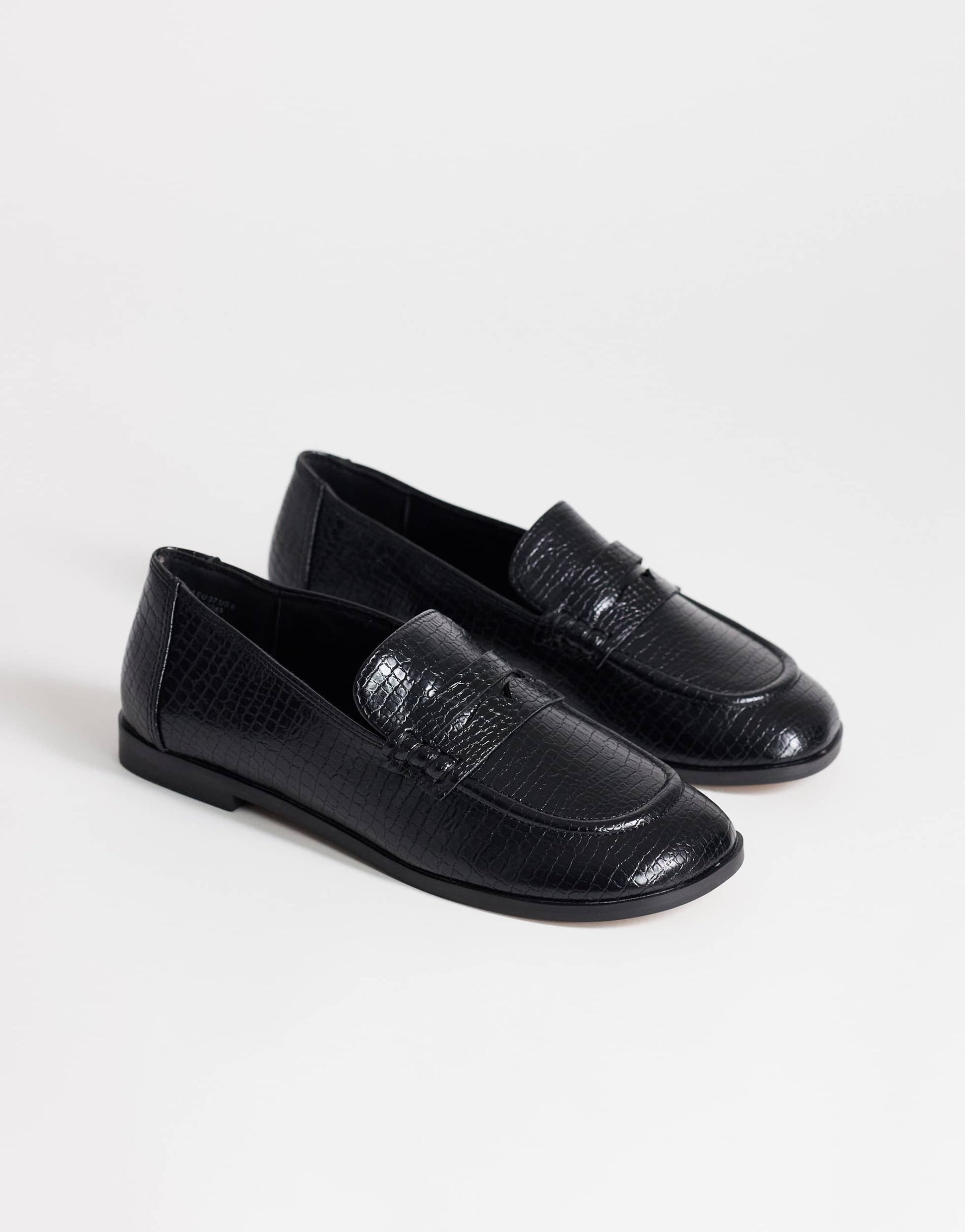 Topshop Charlie flat loafer in black lizard