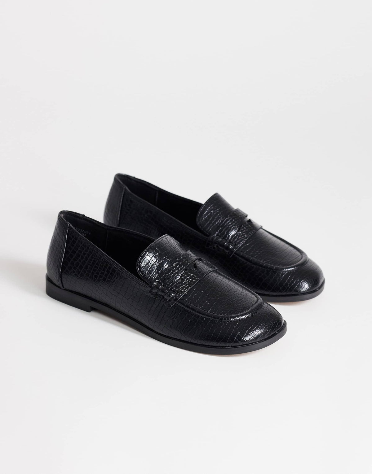 Topshop Charlie flat loafer in black lizard