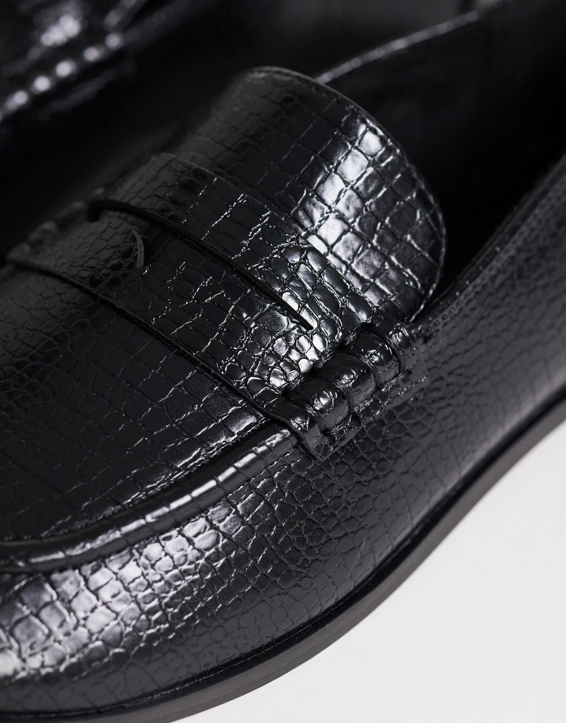 Topshop Charlie flat loafer in black lizard