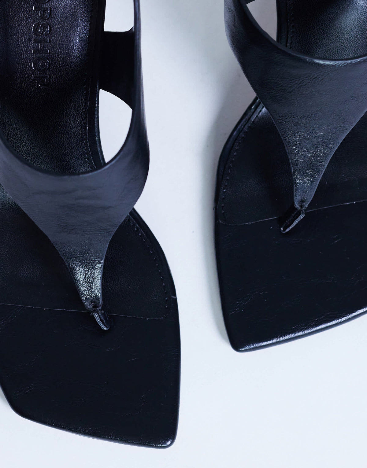 Topshop Sandy toe thong high heeled sandal in black