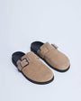 Topshop Amy slip on mule with buckle in beige hair on real leather
