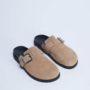 Topshop Amy slip on mule with buckle in beige hair on real leather
