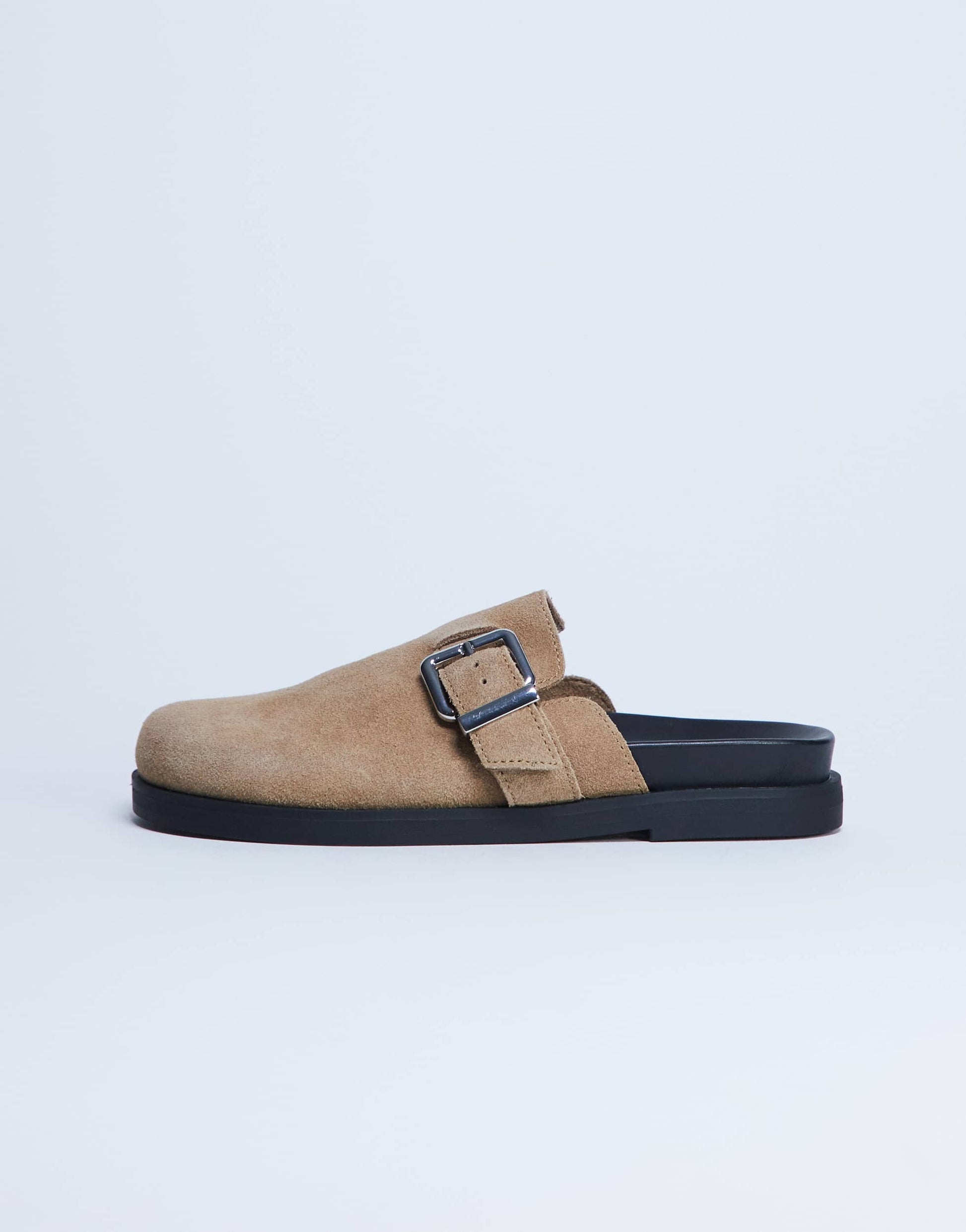 Topshop Amy slip on mule with buckle in beige hair on real leather