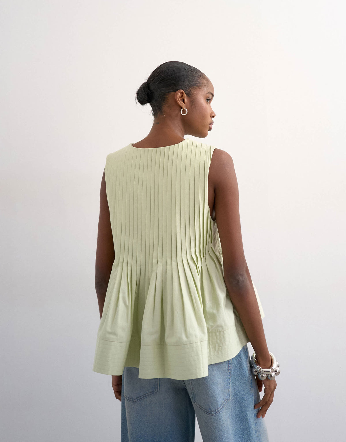 Topshop v neck pintuck detail a line top in mint