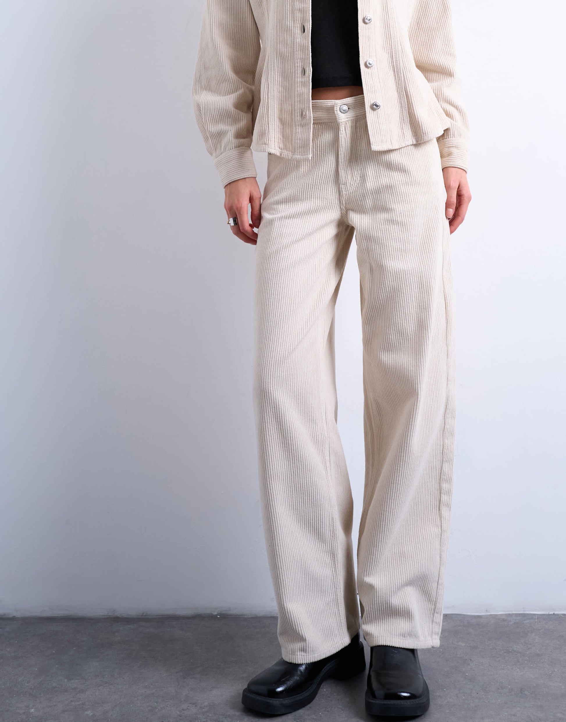 Topshop Cinch low rise jean in pearl cord