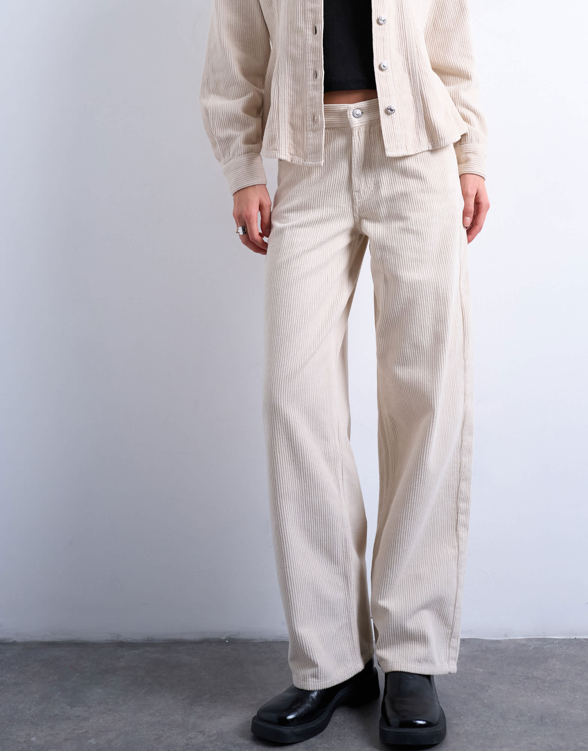 Topshop Cinch low rise jean in pearl cord