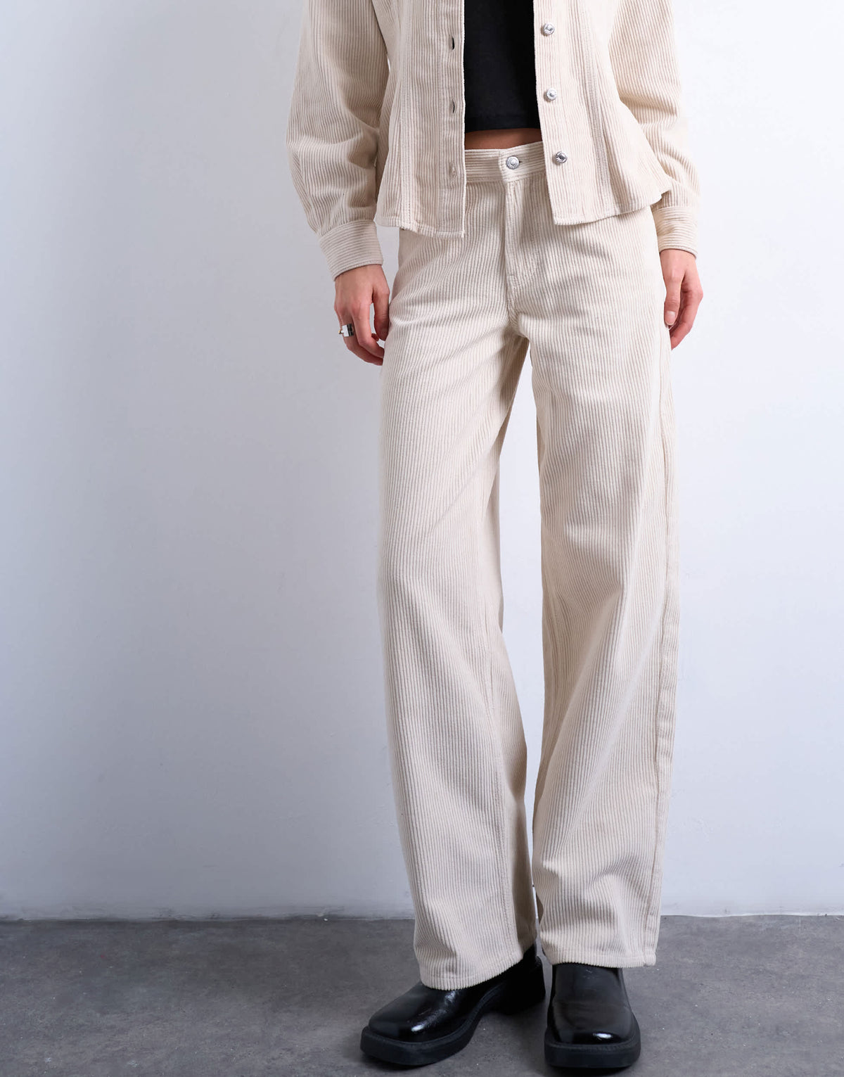 Topshop Cinch low rise jean in pearl cord