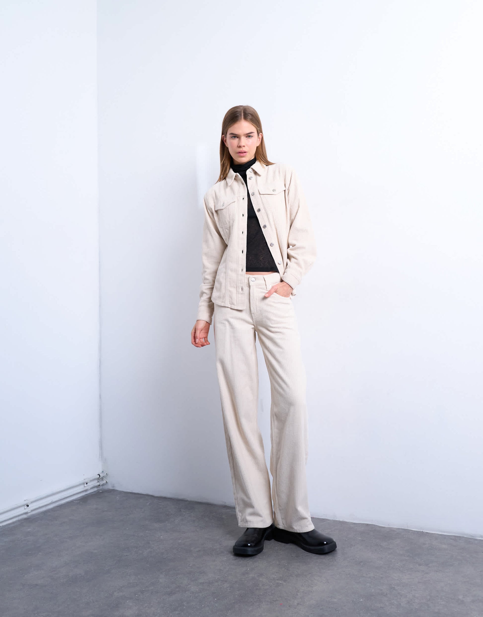 Topshop Cinch low rise jean in pearl cord