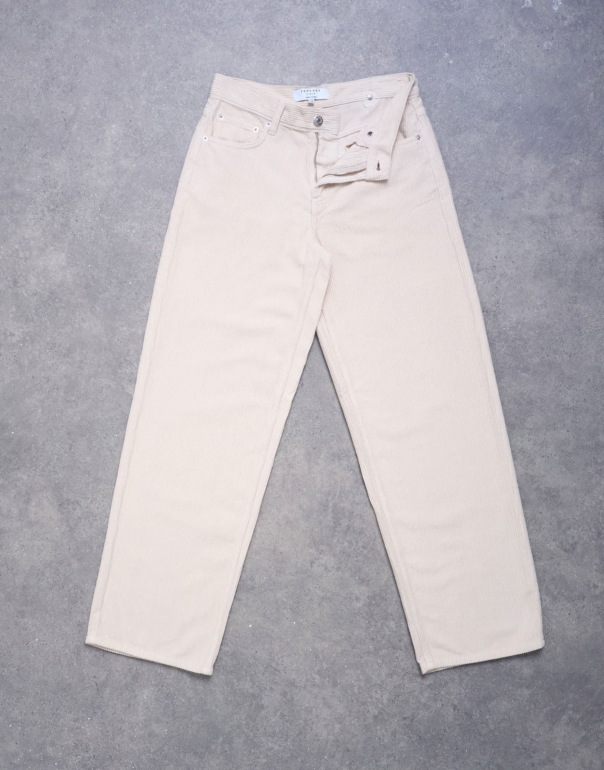 Topshop Cinch low rise jean in pearl cord