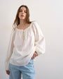 Topshop trapeze linen tie front blouse in white