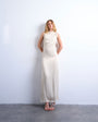 Topshop low armhole maxi occasion dress in oyster