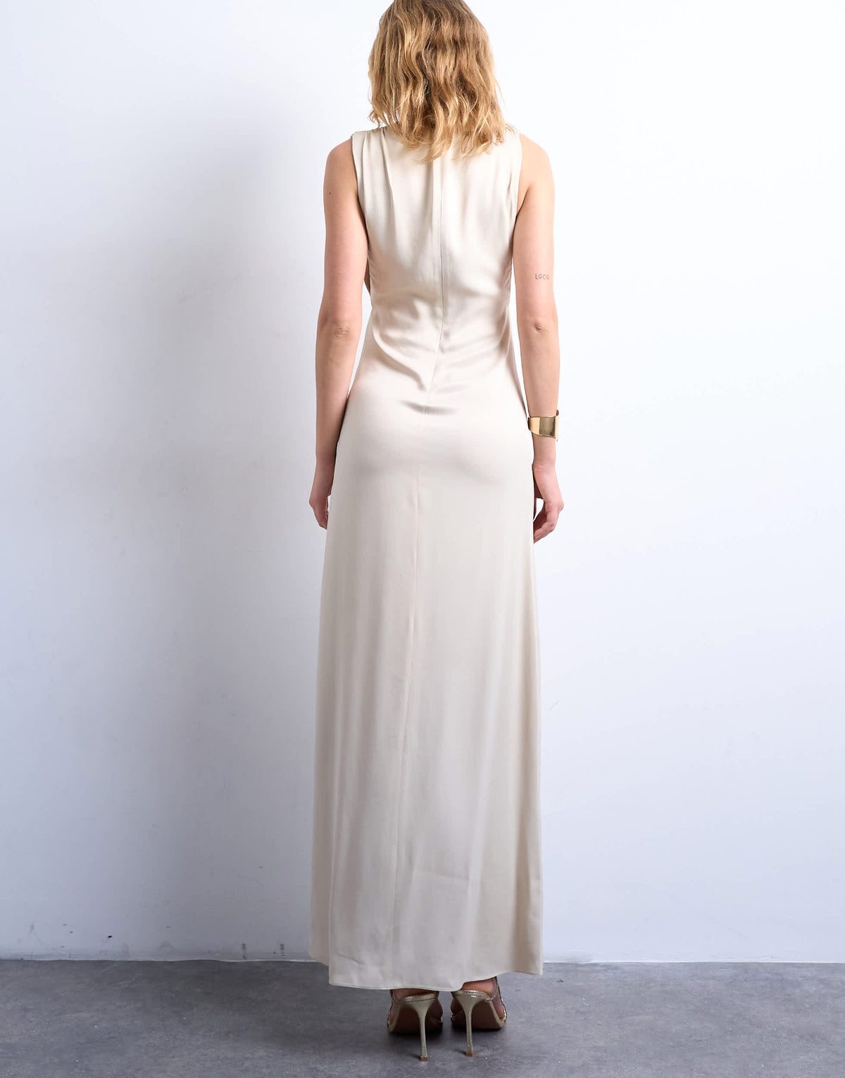 Topshop low armhole maxi occasion dress in oyster