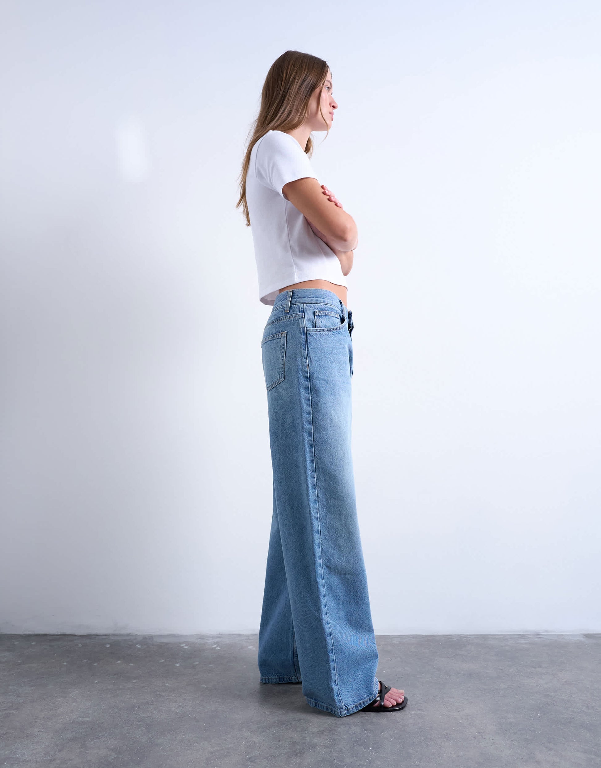 Topshop Column mid rise jean in bleach