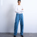 Topshop textured barrel jean in bleach