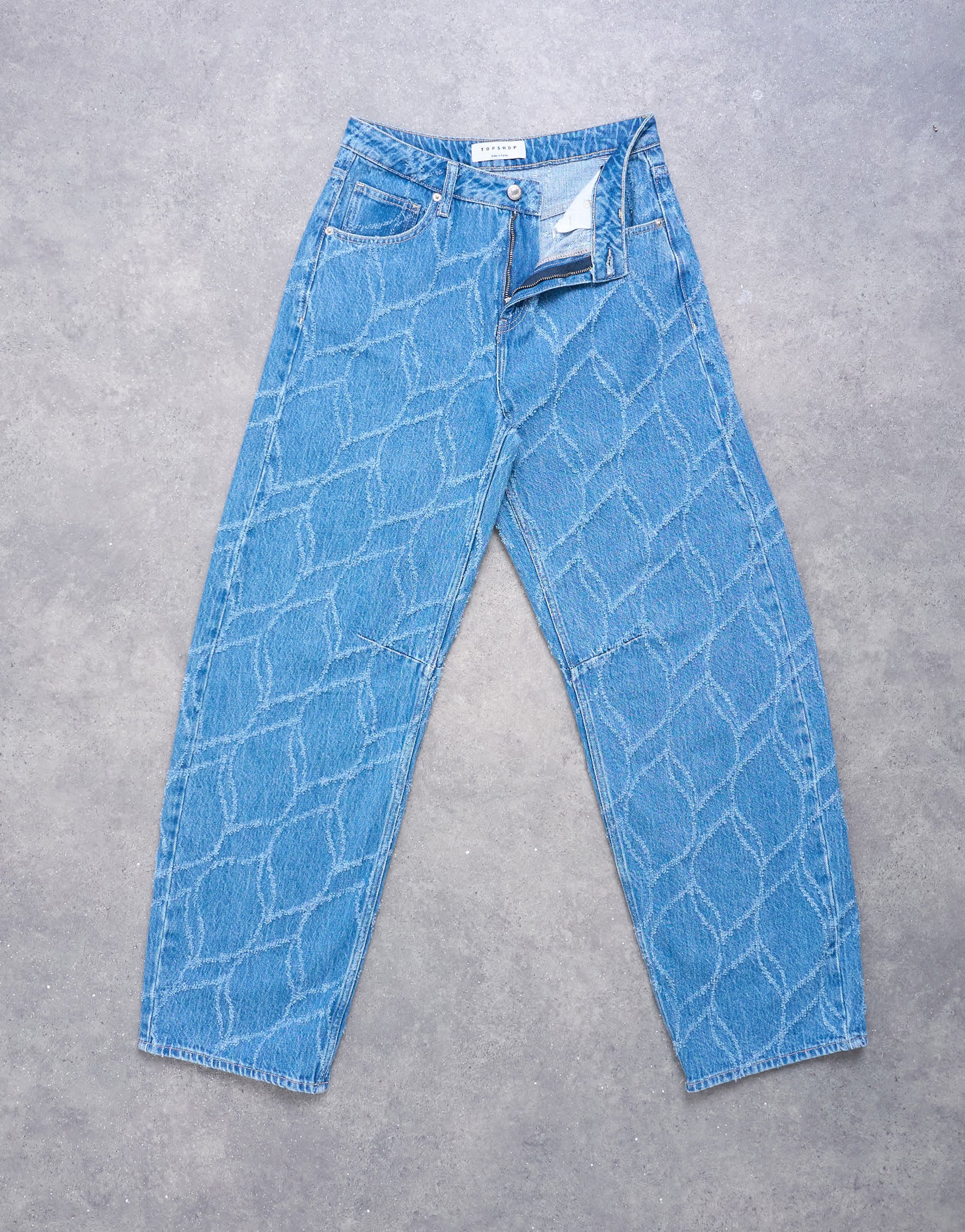 Topshop textured barrel jean in bleach