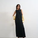 Topshop drop armhole rib maxi dress in black
