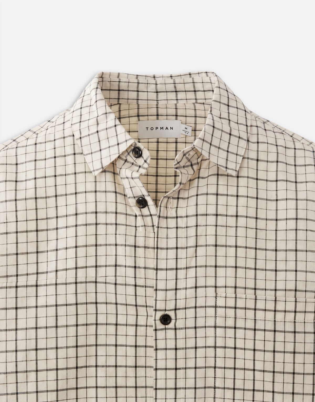 Topman relaxed crop fit check shirt in ecru