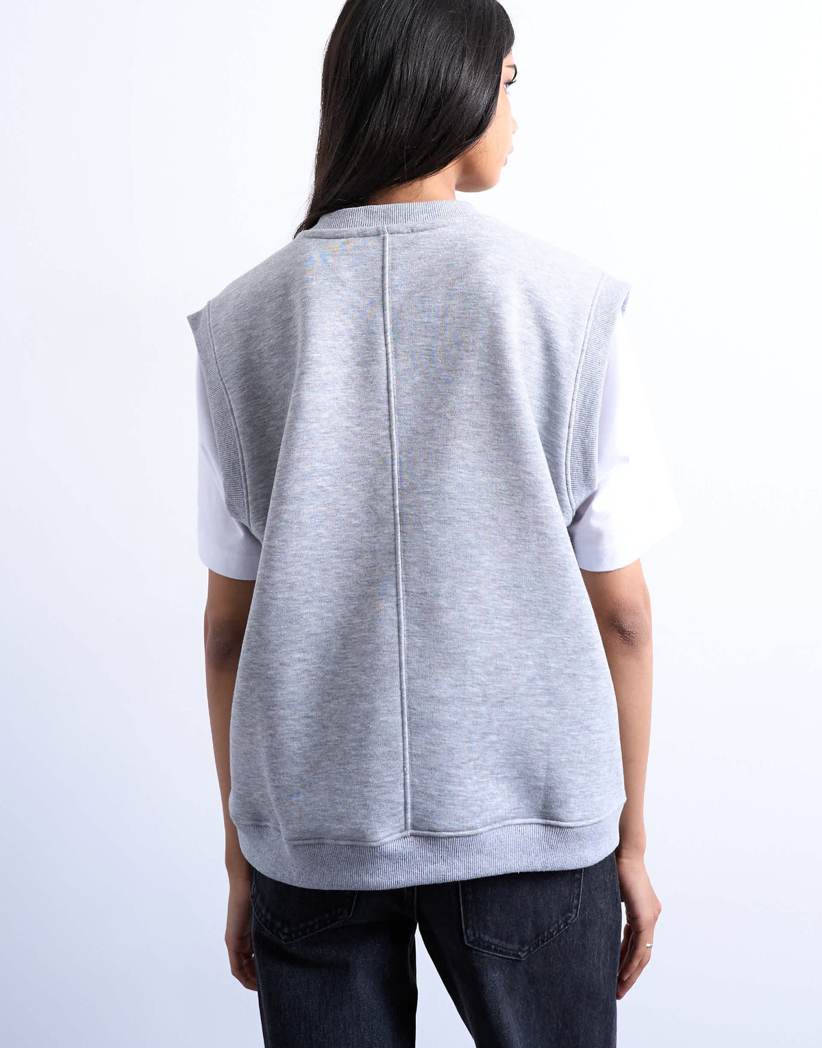 Topshop v-neck sweat vest in grey marl