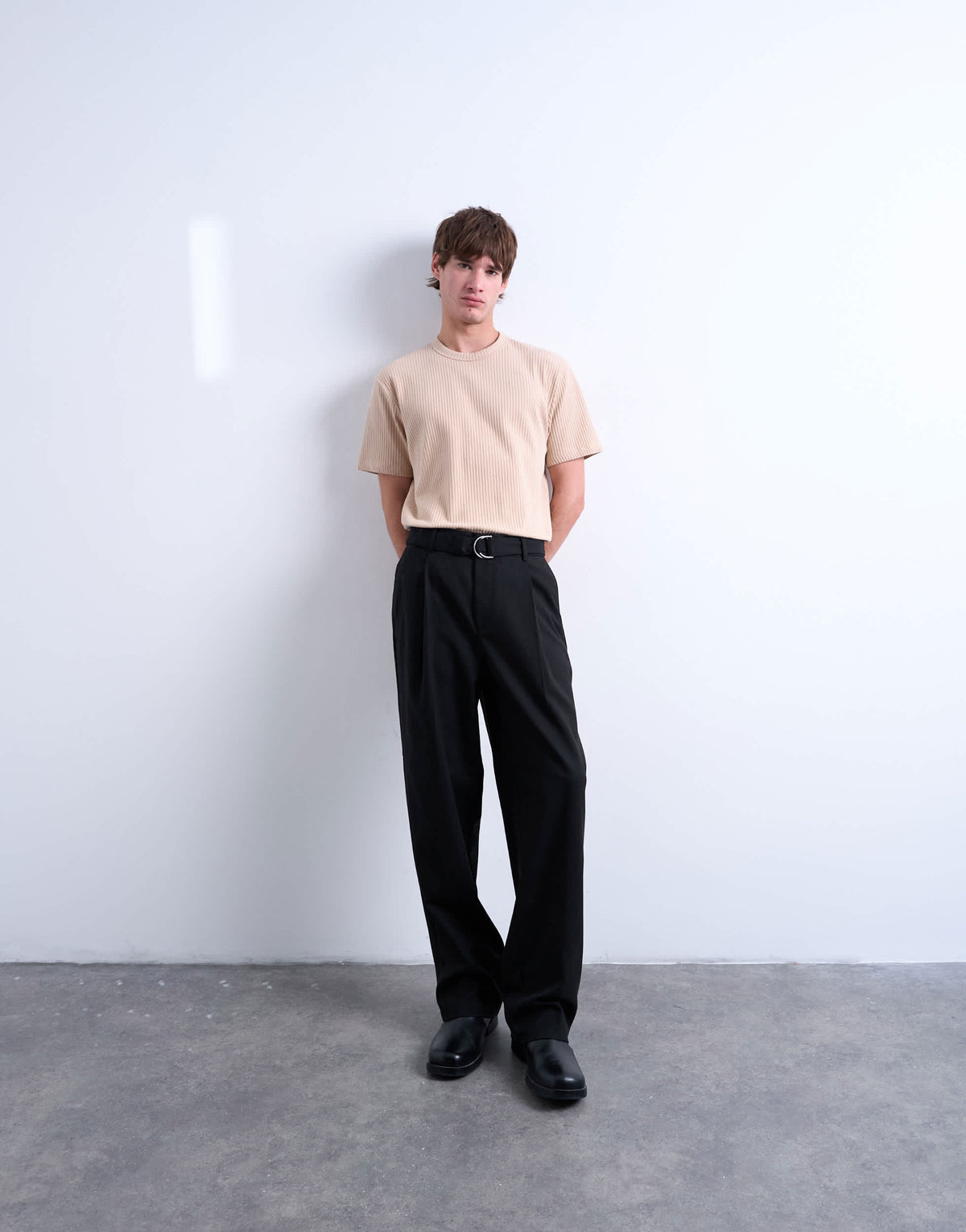 Topman premium heavyweight rib tee in camel