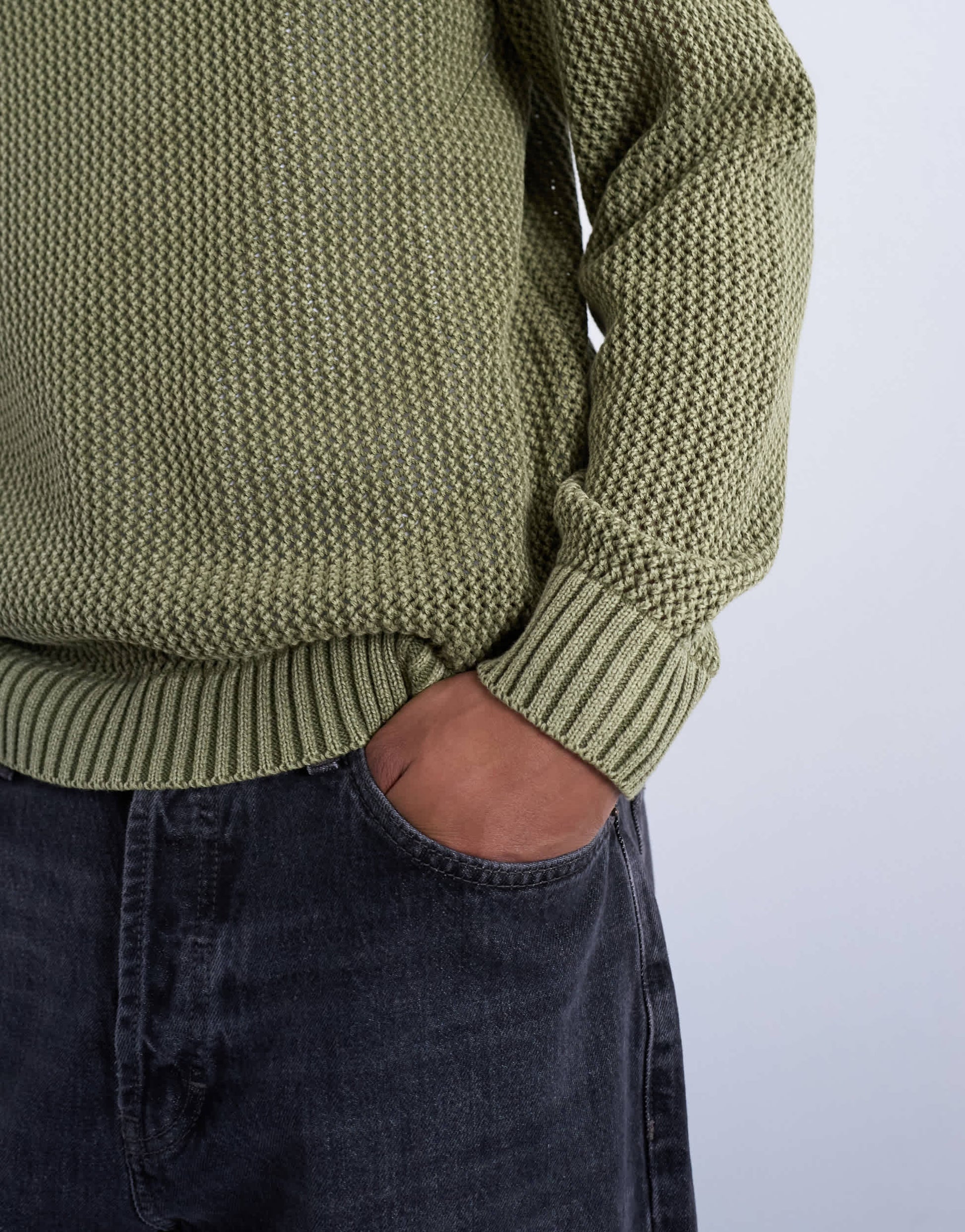 Topman regular fit knitted jumper in washed green