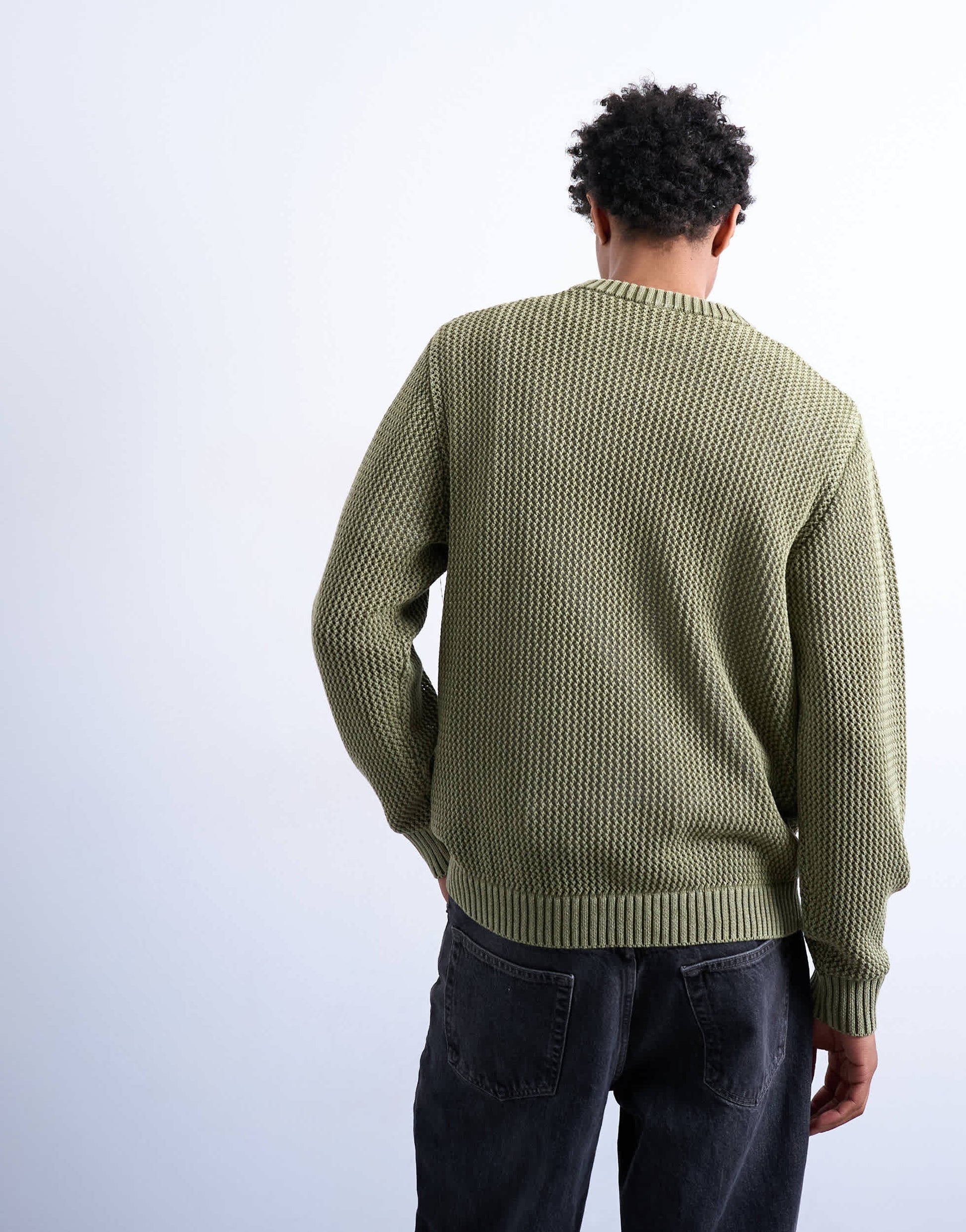 Topman regular fit knitted jumper in washed green