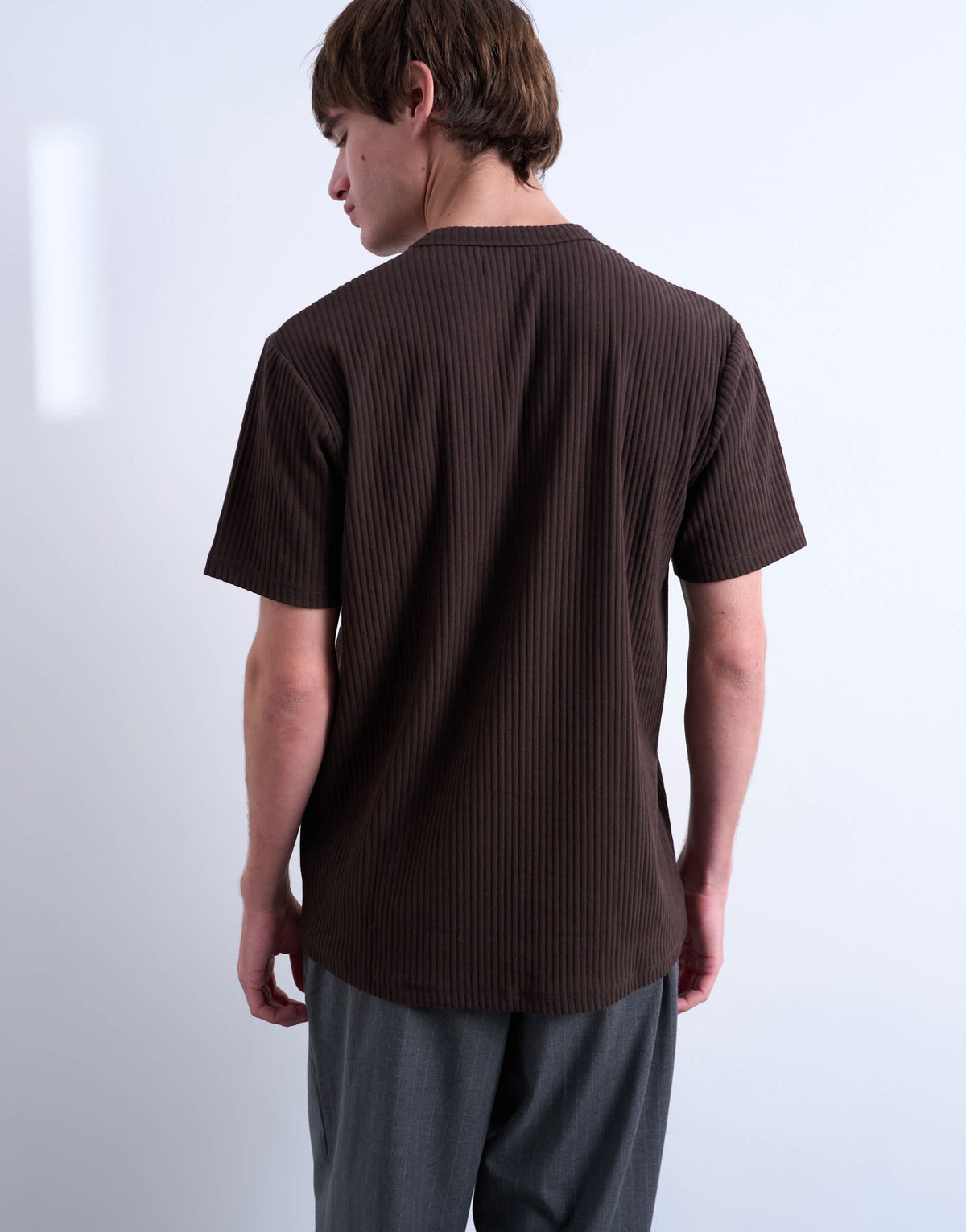 Topman premium heavyweight rib tee in brown