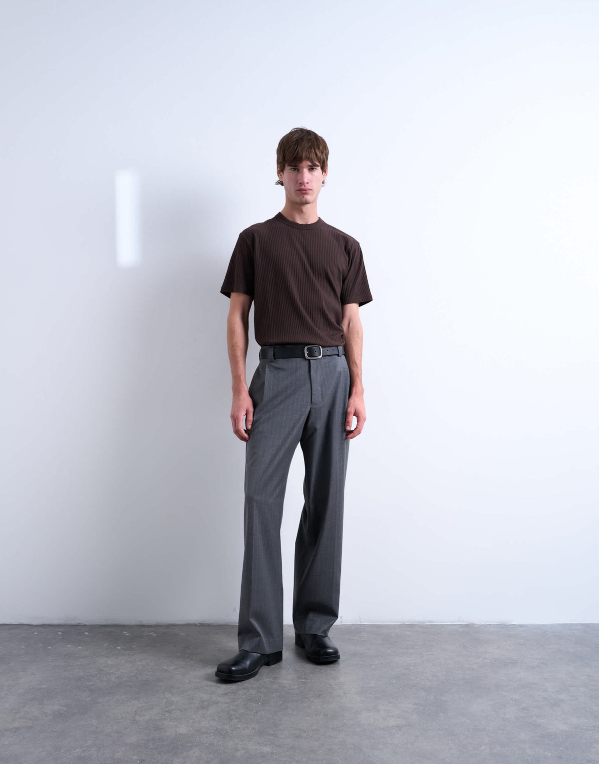 Topman premium heavyweight rib tee in brown