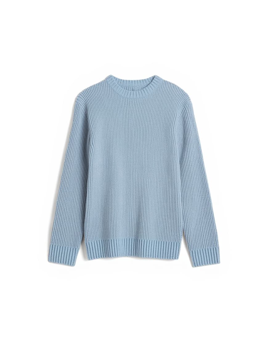 Topman relaxed fit knitted fisherman jumper in washed blue