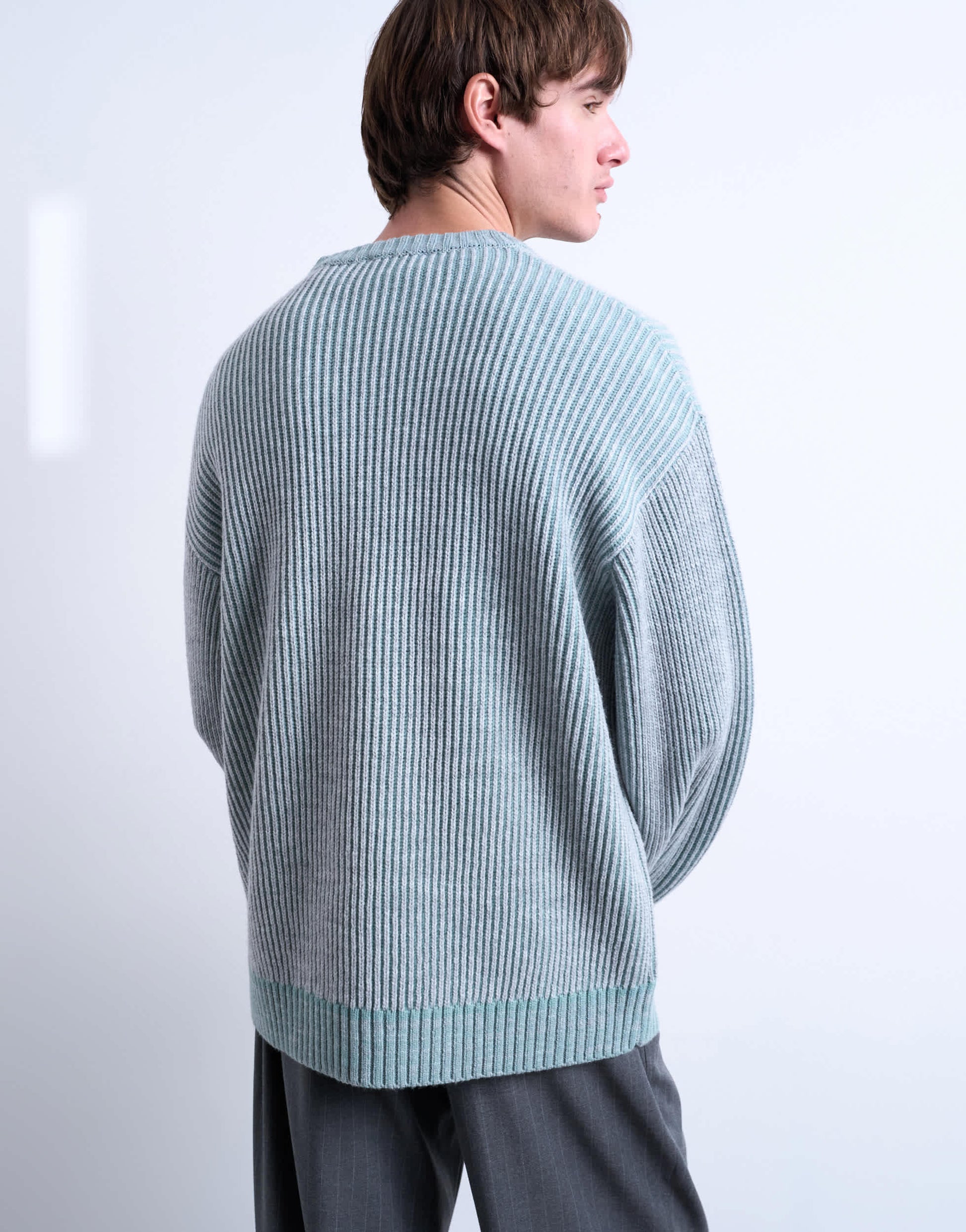 Topman relaxed fit knitted fisherman jumper in washed blue