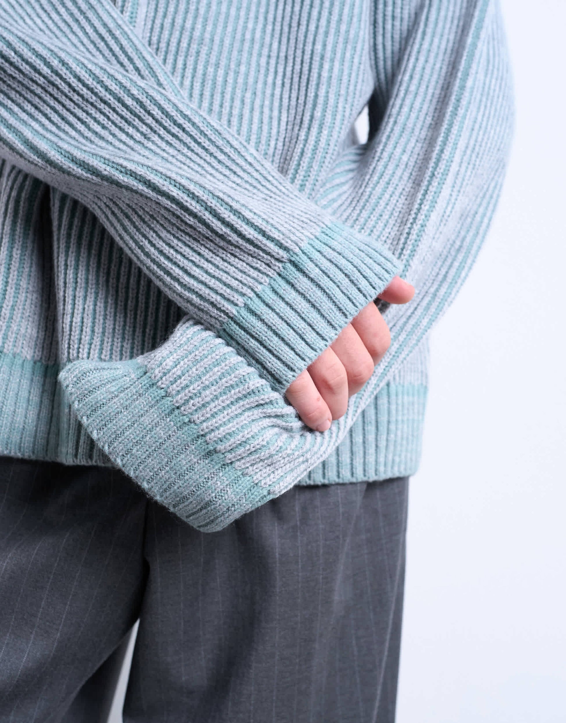Topman relaxed fit knitted fisherman jumper in washed blue