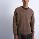 Topman regular fit v-neck knitted jumper with wool in brown