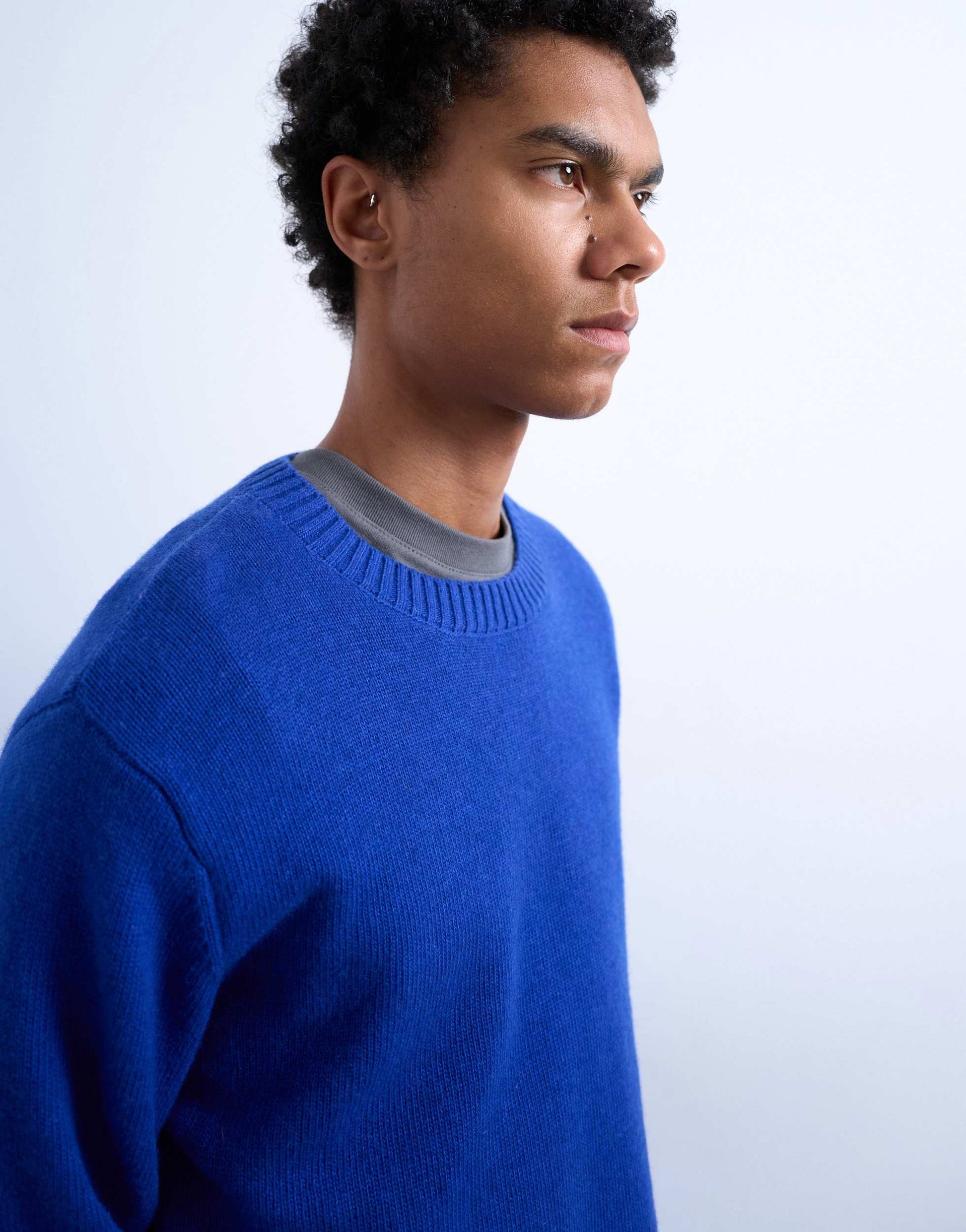 Topman regular fit knitted crew neck jumper with wool in cobalt blue