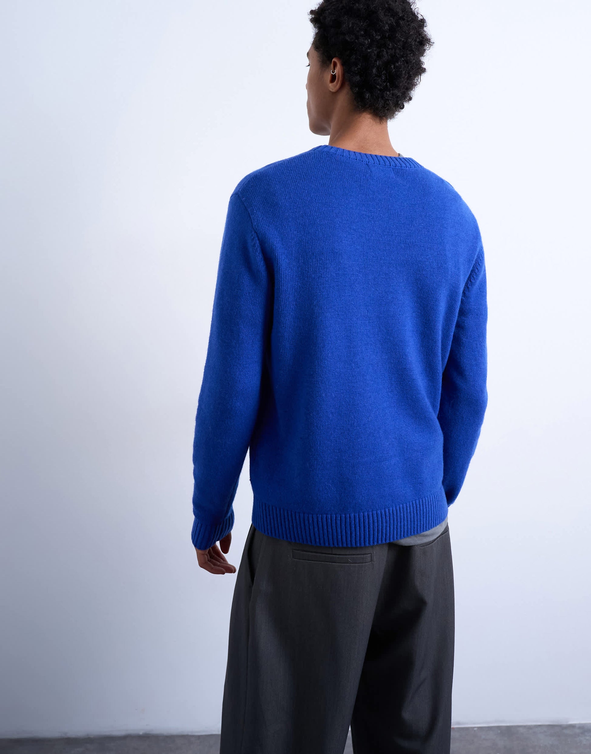 Topman regular fit knitted crew neck jumper with wool in cobalt blue