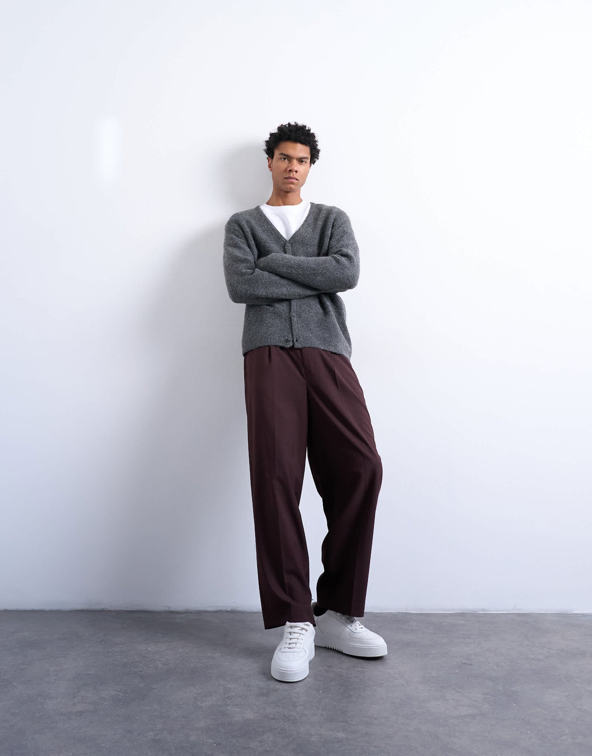 Topman regular fit knitted cardigan in charcoal