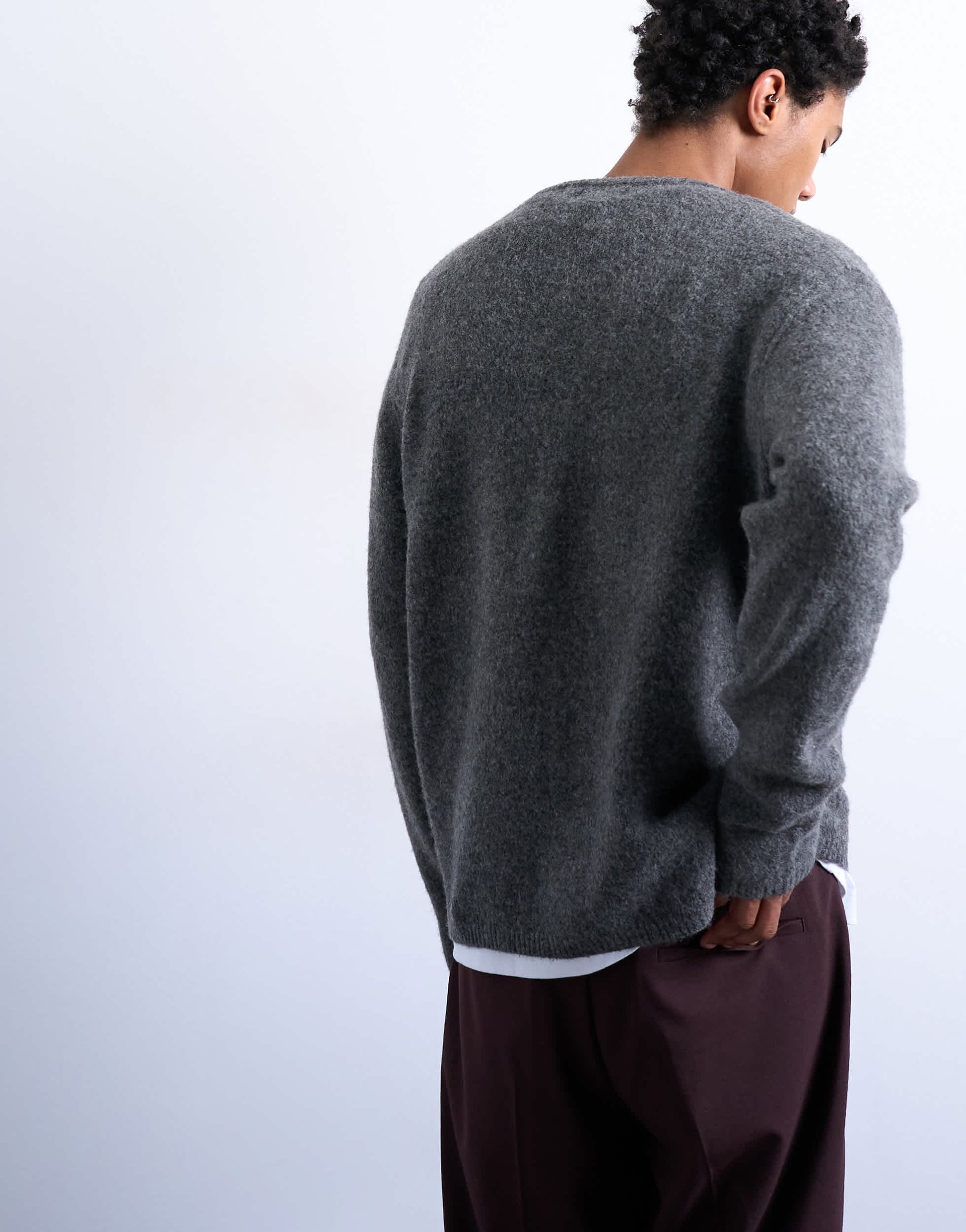 Topman regular fit knitted cardigan in charcoal