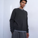 Topman regular fit knitted v-neck jumper with wool in charcoal